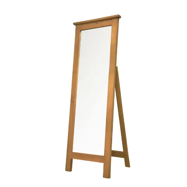 Modern Style Solid Pine Cheval Mirror with Light Oak Finish
