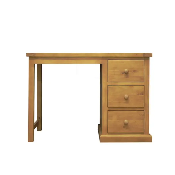 Traditional Natural Solid Pine 3 Drawer Single Pedestal Dressing Table