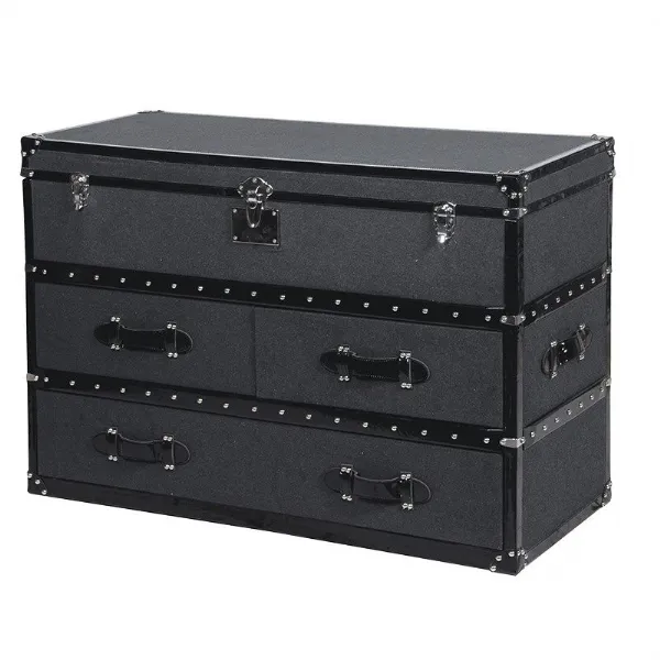 Modern Grey Felt 2 Bar Chest of Drawers Trunk Storage Chest