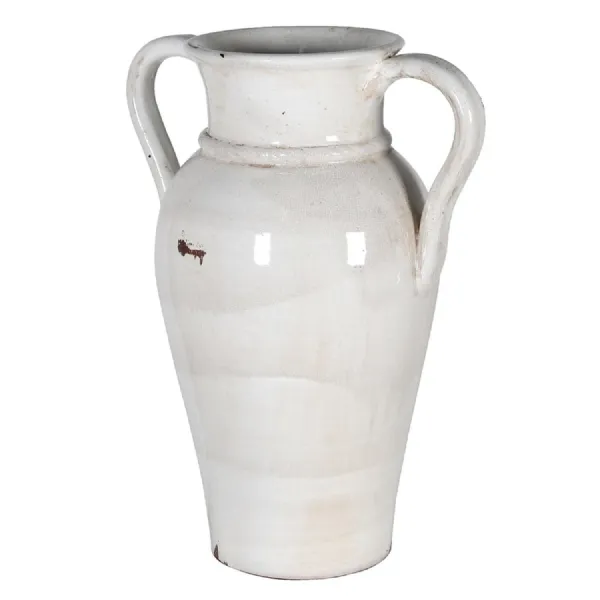 Cream Distressed Tall Urn Vase