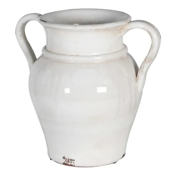 Cream Distressed Ceramic Case with Handles