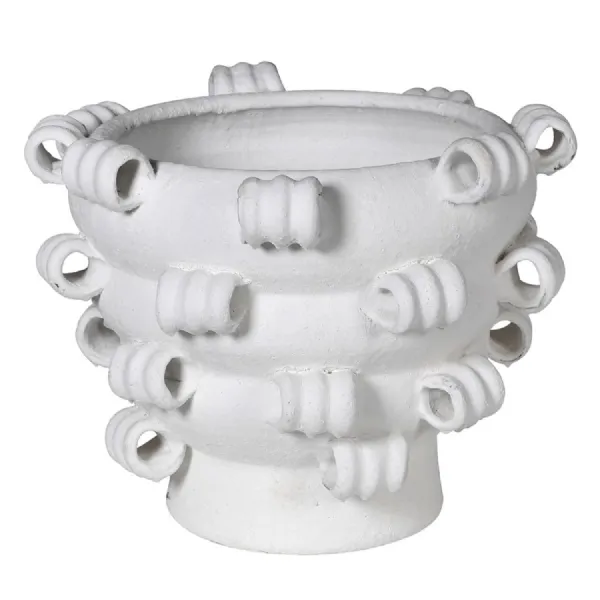 White Curl Terracotta Vase