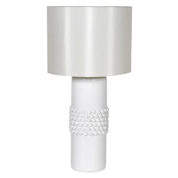 White Dotted Ceramic Table Lamp with Linen Shade
