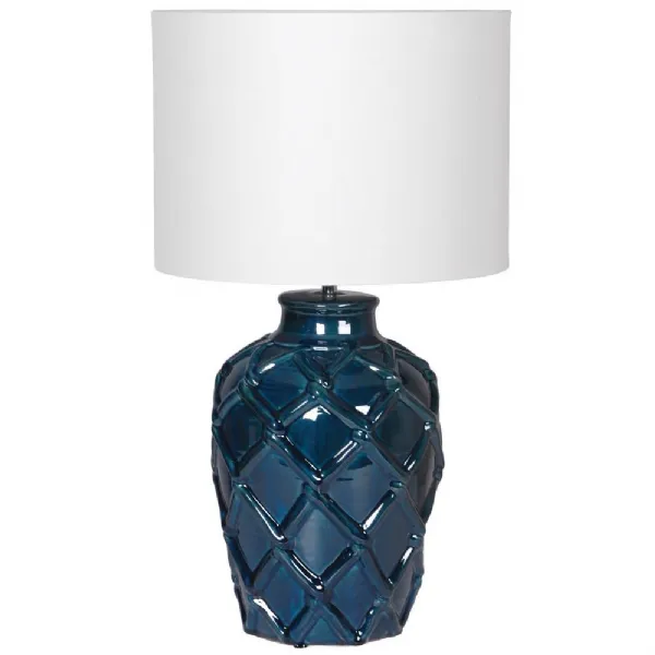 Deep Blue Rope Pattern Ceramic Table Lamp