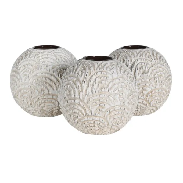 Set of 3 Scalloped Candle Holders