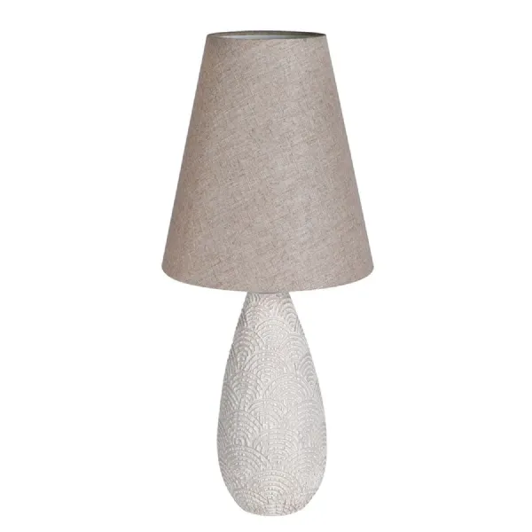 Cream Scalloped Table Lamp with Linen Shade