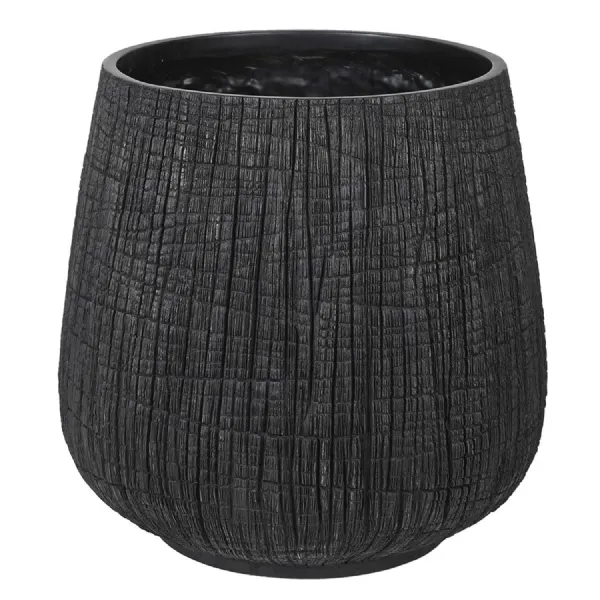 Tall Black Yakisugi Textural Pot