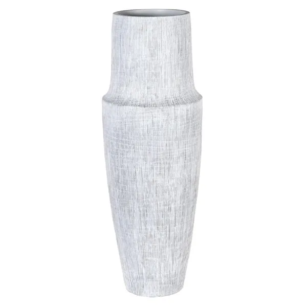 Tall White Yakisugi Textural Vase