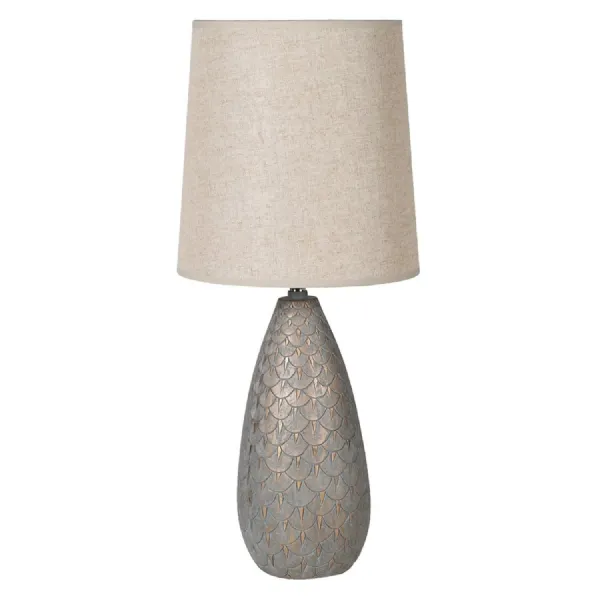 Grey and Gold Scalloped Table Lamp with Shade