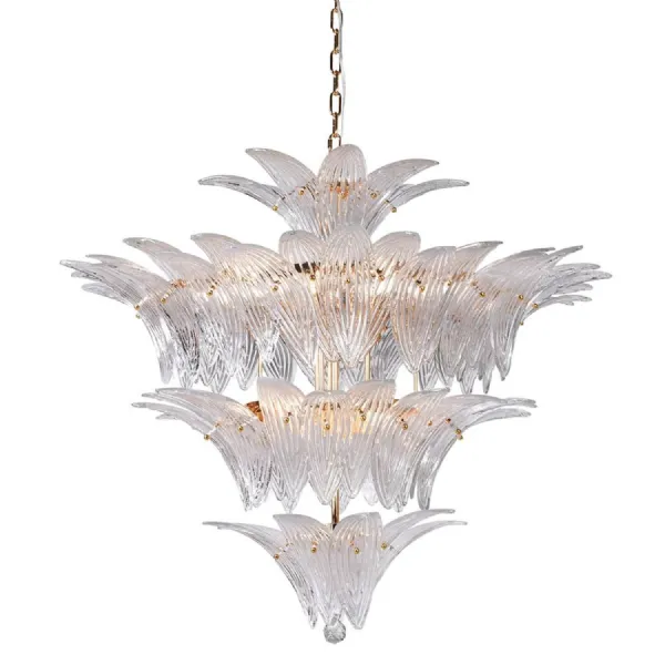 Small Clear Glass Leaf Chandelier