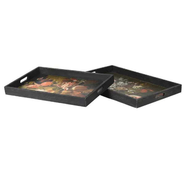 Set of 2 Bouquet Print Trays