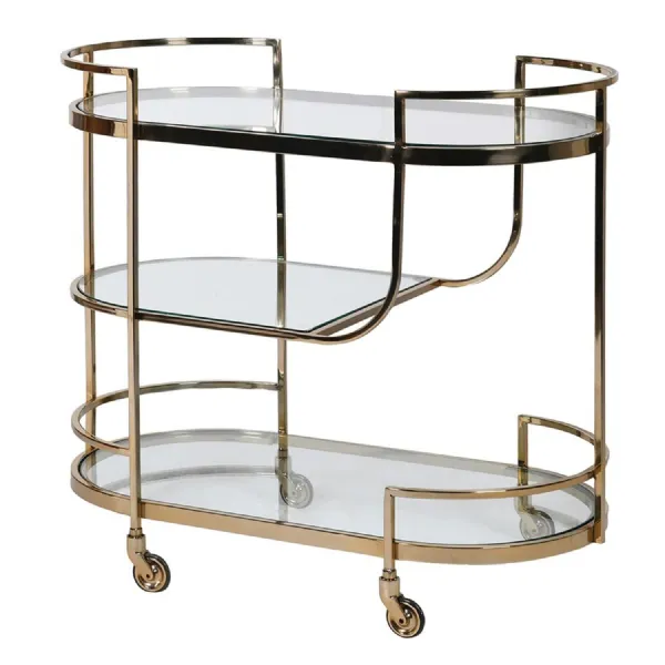 Gold 3 Tier Serving Trolley