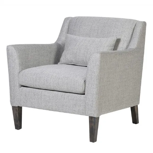 Traditional Style Grey And White Upholstered Club Chair With Cushion