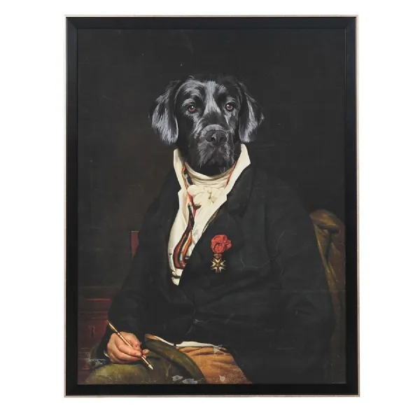 Dog in Black Jacket Print