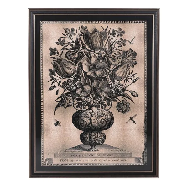 Framed Sepia Flower Vase Print