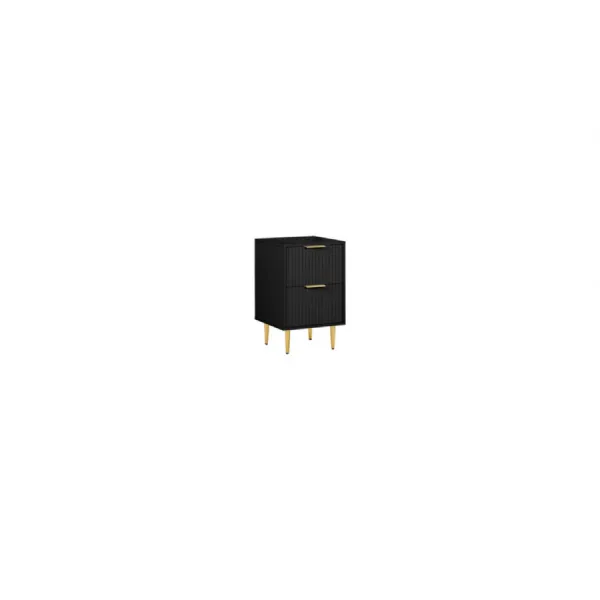 Zara 2 Drawer Fluted Bedside Black
