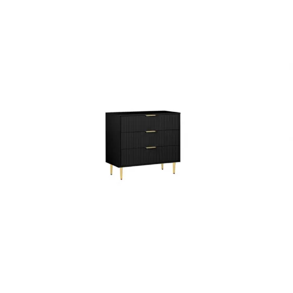 Zara 3 Drawer Fluted Chest Black