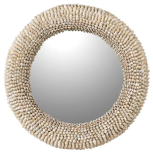 Green Cyperea Shell Wall Mirror