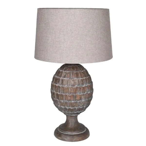 Distressed Artichoke Table Lamp with Linen Shade