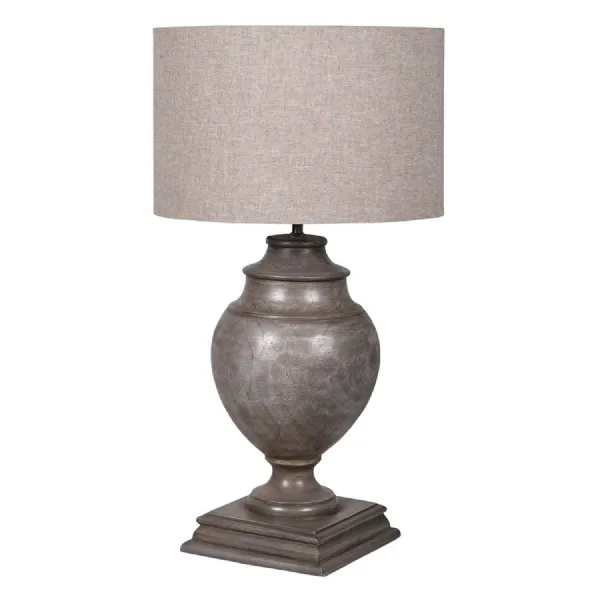 Distressed Urn Table Lamp with Linen Shade