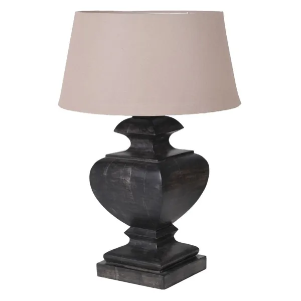 Grey Trophy Table Lamp with Linen Shade