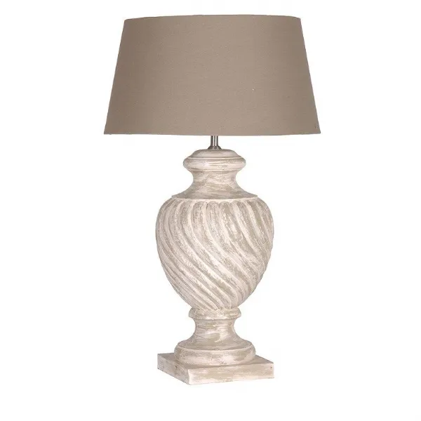 Whitewash Lamp Beige Shade