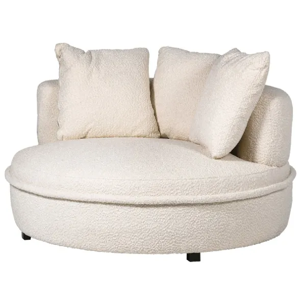 Round Ivory Boucle Love Seat