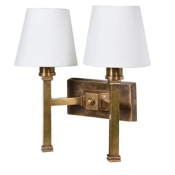 Hand Rubbed Brass Double Sconce Wall Light