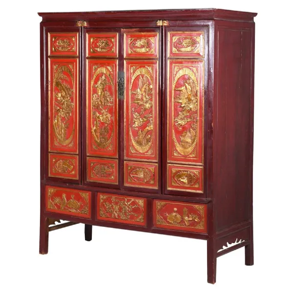 Chinese Red Lacquer Cabine