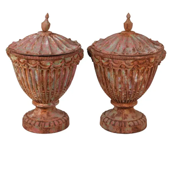 Pair Cast Iron Urns