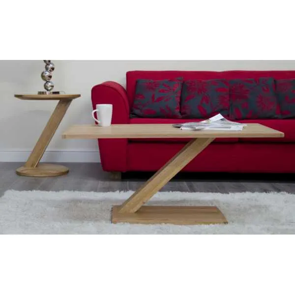 Z Shape Oak Rectangular Coffee Table Modern Design 100 x 45cm