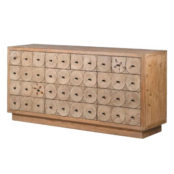 Reclaimed Pine Circles Multi drawer Sideboard