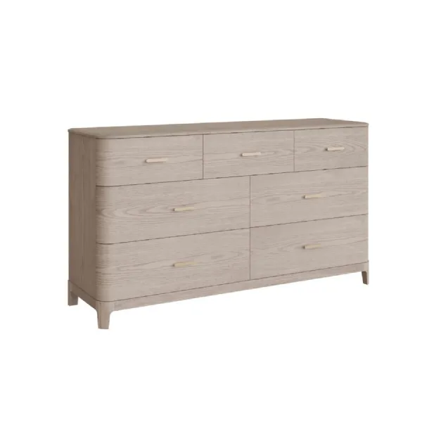 Cream Wooden Wide Chest of 3 Over 4 Drawers