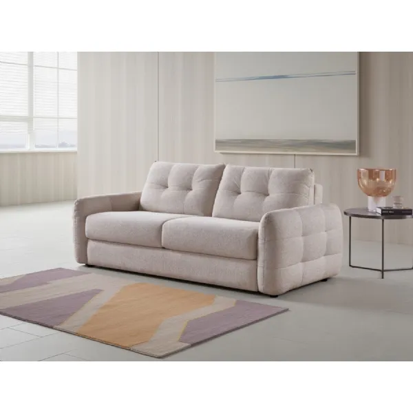 Beige Texture Fabric 3 Seater Sofabed with Tufted Arms