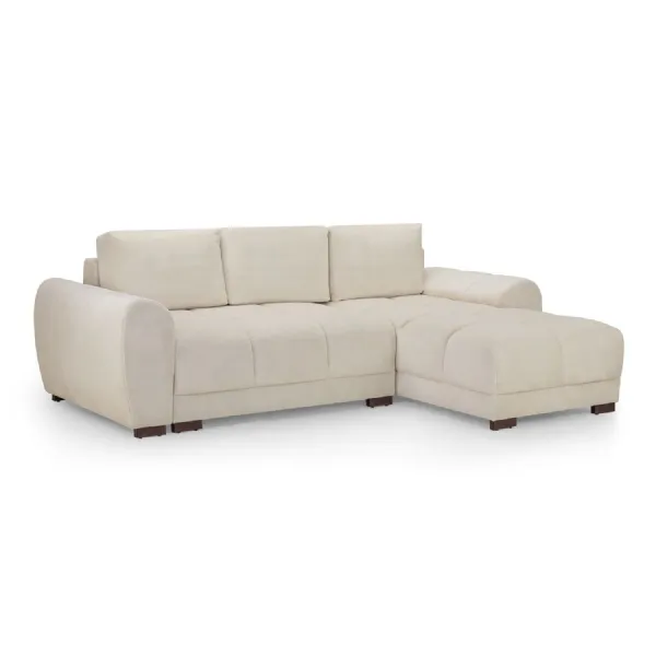 Cream Fabric Large Convertable Corner Sofabed with Storage
