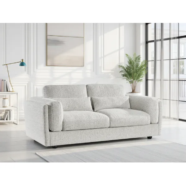 Beige Chenille Fabric 3 Seater Sofa with Chunky Arm Cushions