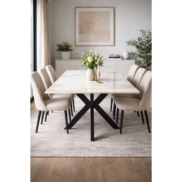 Modern Medium Rectangular 1.5m White Ceramic Dining Table