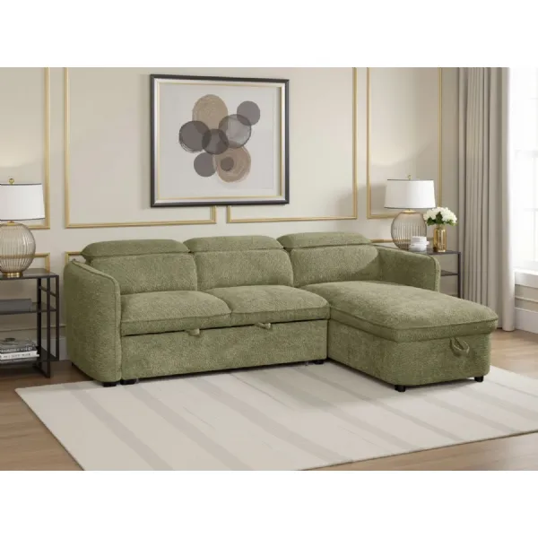 Green Fabric Universal Corner Chaise Sofabed