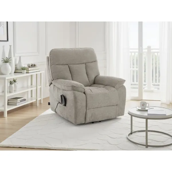 Grey Fabric Electric Rise and Recliner Massage Chair