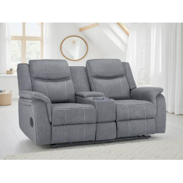Grey Fabric 2 Seater Electric Recliner Sofa