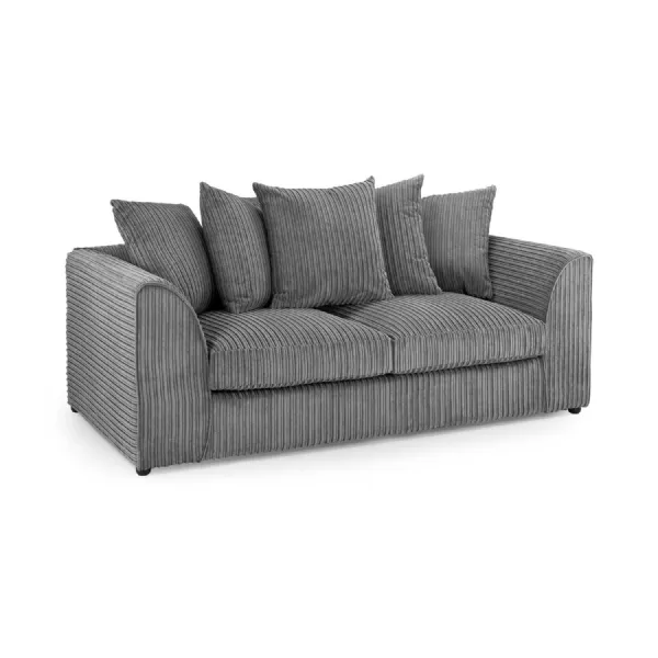 Grey Fabric Scatter Back 3 Seater Sofa