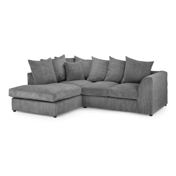 Grey Fabric Scatter Back Corner Sofa Left Hand Facing