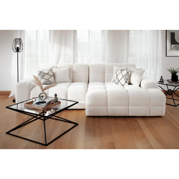 Natural Beige Fabric Right Hand Facing Corner Sofa