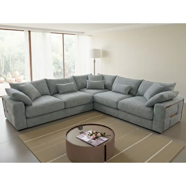 Grey Fabric Large Corner Group Sofa with Deep Seating