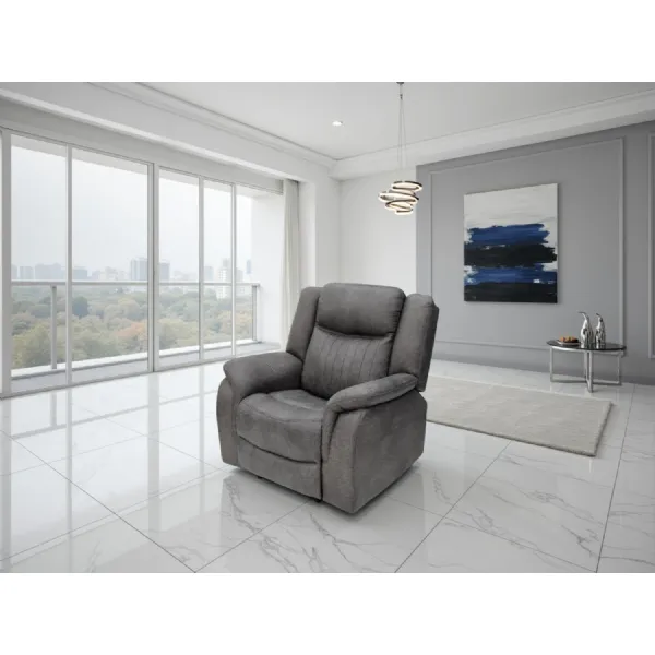 Grey Fabric Electric Recliner Armchair with USB