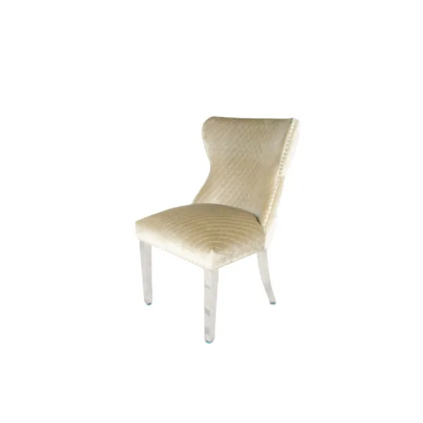 Luxury Mink Shimmer Velvet Dining Chair with Lion Knocker and Chrome Legs