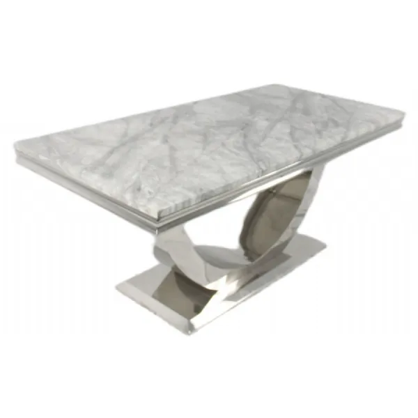 Modern Large Rectangular 1.8m Grey Marble Dining Table