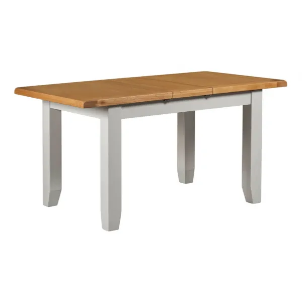 Modern Grey Painted Small Extending 1.2m Oak Top Dining Table