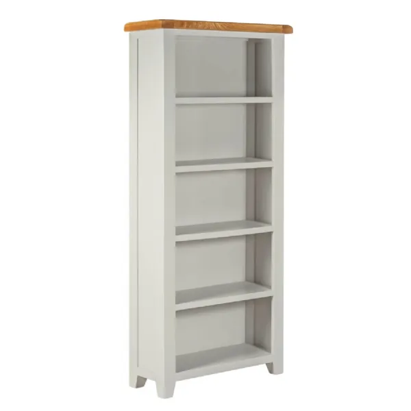 Modern Grey Painted Oak Top Large 5 Shelf Bookcase