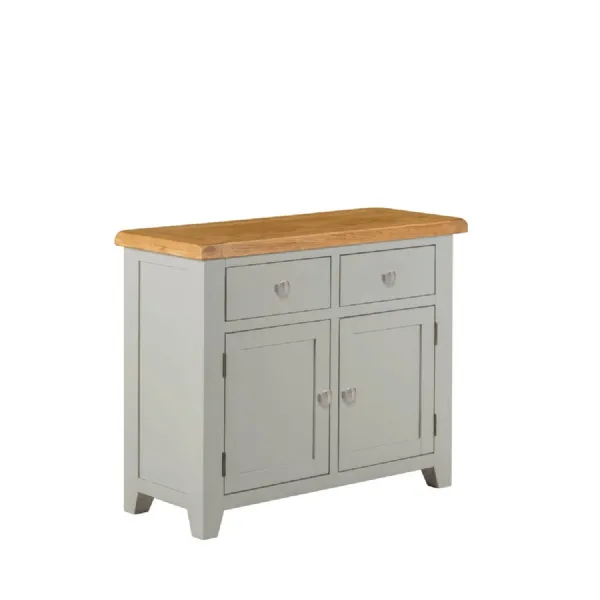 Modern Light Grey Painted Oak 2 Door 2 Drawer Small Sideboard